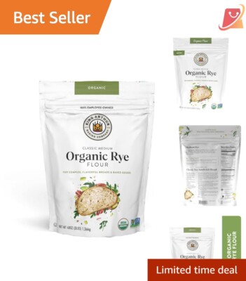 Versatile 3 lbs Organic Medium Rye Flour - Flavorful Breads & Unique Treats