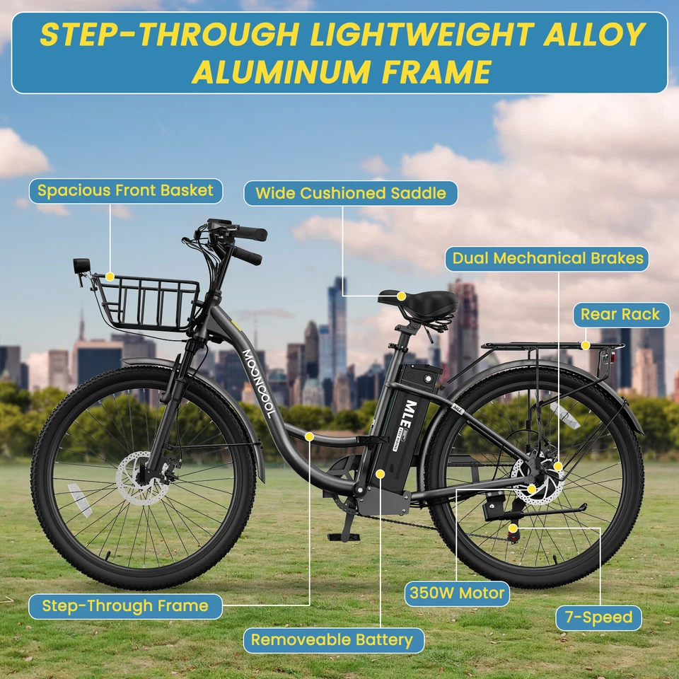 Bicicleta Eléctrica NAIZEA 24" 26" 7 Velocidades Motor Trasero Pico 700W Con Batería 36V Foto 3 de 4