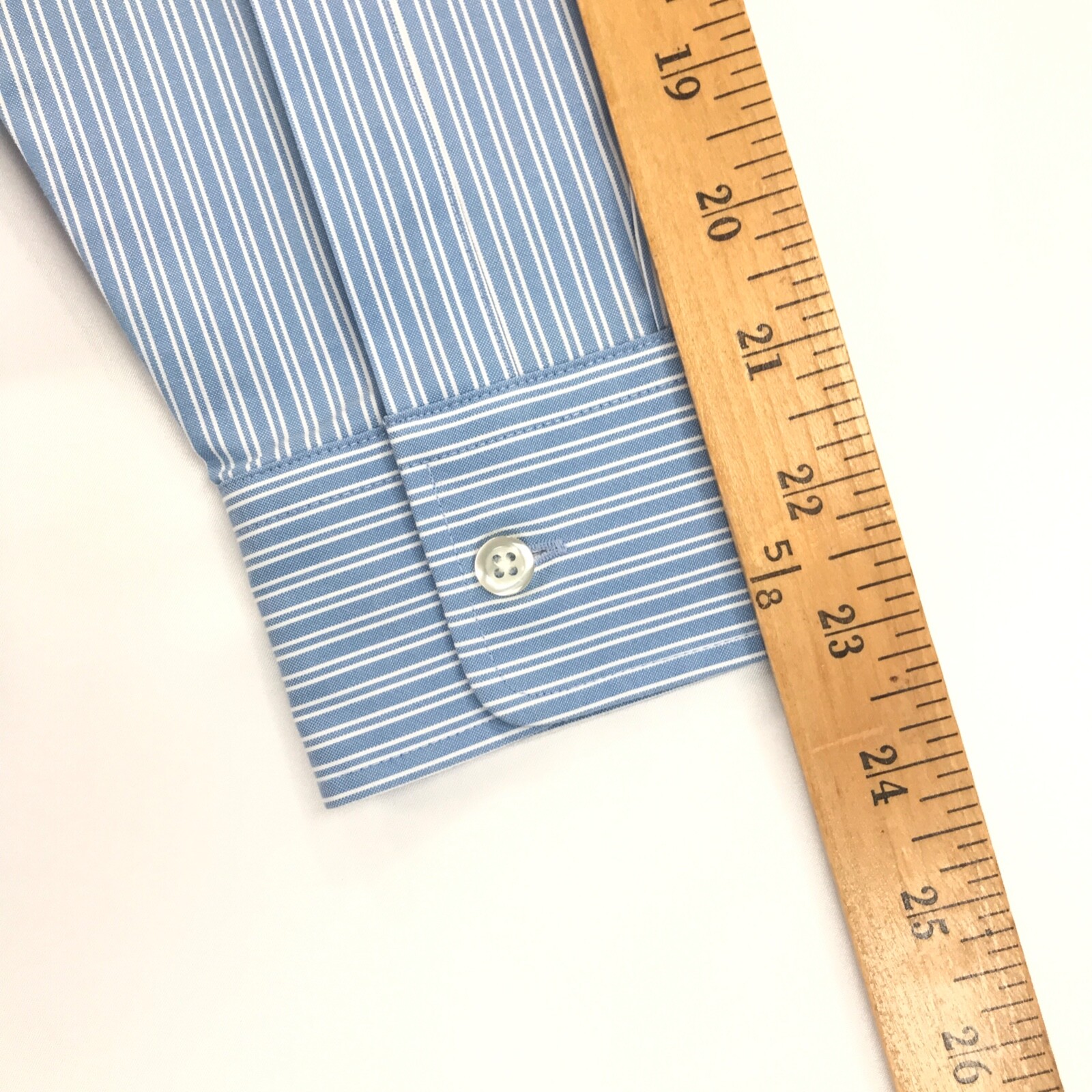 Lands End No Iron Oxford Shirt Womens 4 Blue White Cotton Striped Long