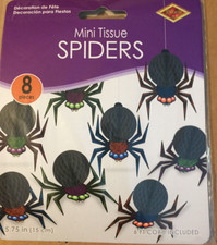 Beistle Mini Tissue Spiders 8 Pack 5.75" Paper Halloween Party Decor