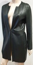 Joseph Black Round Neck Long Sleeve Supersoft Leather Blazer Jacket Fr36 Uk8