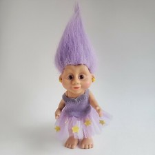 troll doll purple hair articulated princess fairy ballerina 1992 applause 4 1/2"