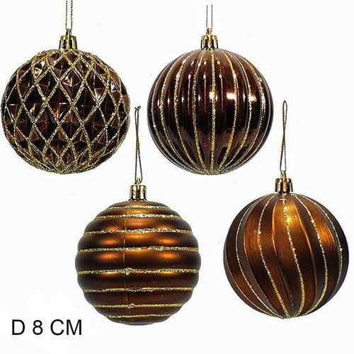 Palline per Albero di Natale in plastica Set 18 marrone oro decorazioni natalizi - Foto 2 di 4