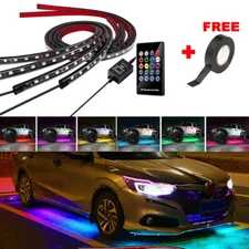 4pcs Multicolor LED Neon Glow Strip Under Car Light Tube Underbody Kit For BMW
