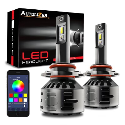 RGB LED Headlight Bulb Conversion Light kit APP Bluetooth Control 9005/HB3/9040