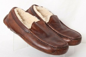 Details About Ugg Australia Ascot Brown Leather Comfort House Slippers 5379 Men S Us 9