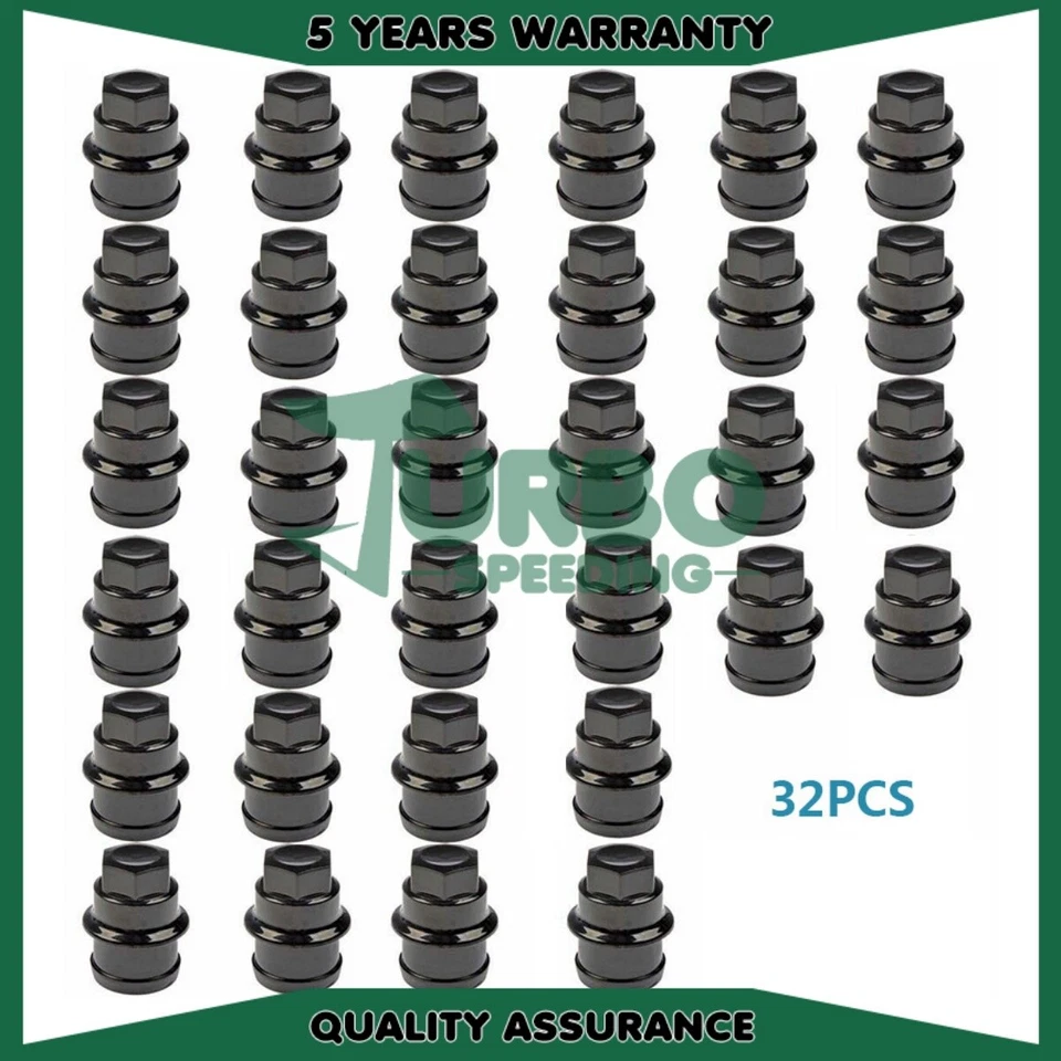 Set of 32 Wheel Lug Nut Cap Black Plastic for Chevrolet Cadillac Truck — 第 2/4 张图片