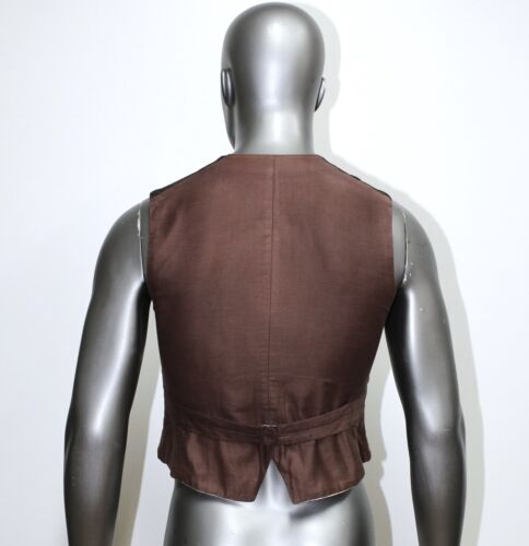 Vintage 1940s Brown Striped Wool Tailored Vest Size S Made in France - Picture 3 of 10