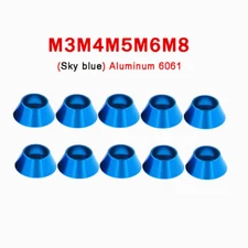 M3-M8 Anodized Aluminium Cone Cup Head Washers Fit Socket Cap Screws Sky blue