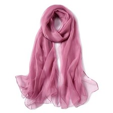 Solid Color Silk Feeling Scarf Fashion Scarves Wrap Long Mauve Pink