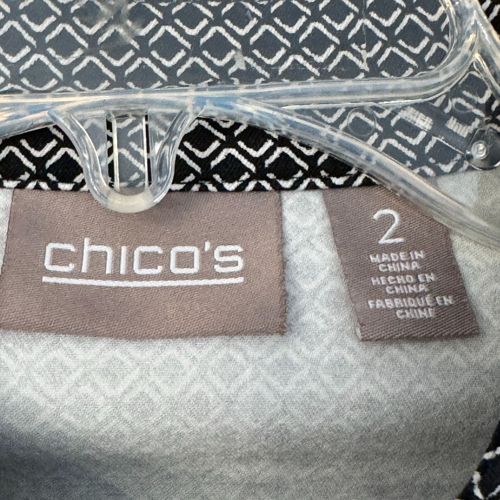 Chico’s Button-Up Jacket Geometric Pattern Ruched… - image 8