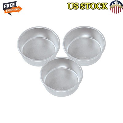 Aluminum Round Cake Pan Set Even Heating 3-Layer Cake 6.6'' x 6.6'' x 2.5 New