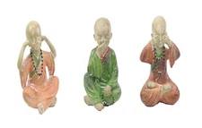 We pay your sales tax 3 Feng Shui Hear See Speak No Evil Bonze Happy Face Bud...