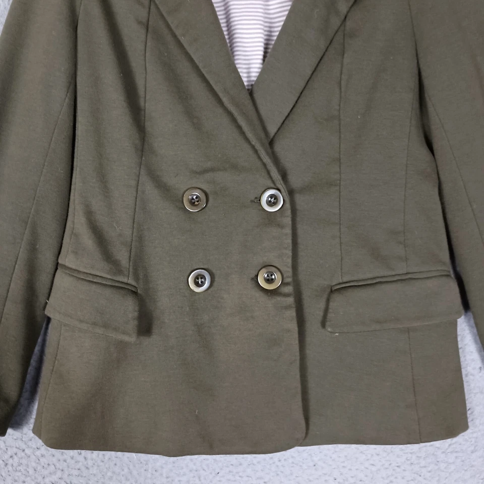 Blazer Cartonnier Mujer Pequeño Verde Doble Pecho Forrado Abrigo Deportivo Carrera Foto 3 de 4