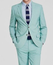 Nautica Men's Green Modern Seasonal Two-Button Gaff Jacket Suit Size 38S