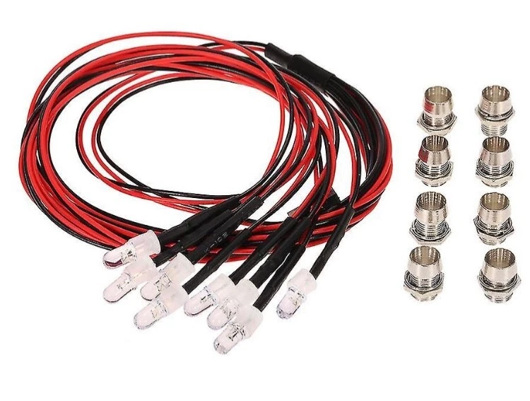 LED Lights Suitable For RC Model Car 8 x 5mm White Headlight Light 8W5-JR - Image 3 of 4