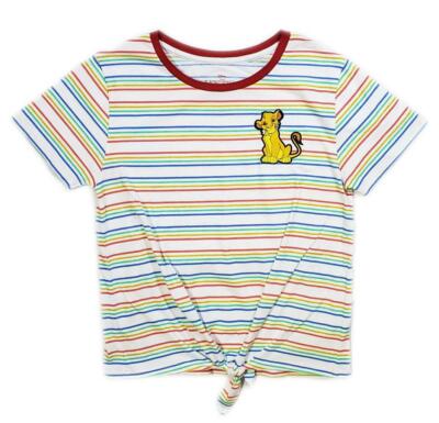 Womens The Lion King Simba Stripe Ringer-T-Shirt -Knot Waist Size Sm Med Lar NWT