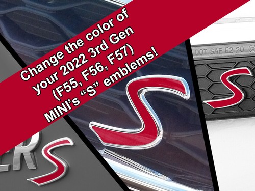 D201 Scuttle & Rear Emblem S Decals for 2022-2024 only MINI Cooper F55 F56 F57 - Picture 15 of 27