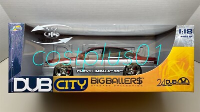 JADA DUB CITY BIG BALLERS 1996 CHEVY IMPALA SS 1:18 SILVER RED TOP