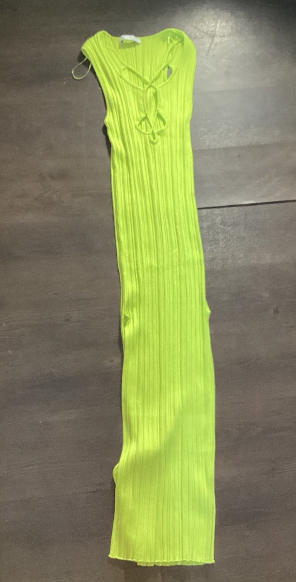 zara neon green dress Midi Dresses Zara Neon Green Dress SATIN EFFECT MIDI DRESS Lime Green ZARA United States