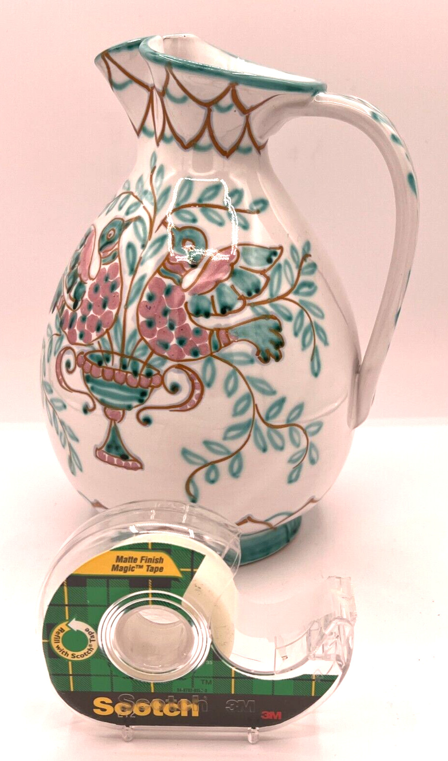 Hand Painted Italian Water Pitcher Wine Jug Made In Italy Signed 3659