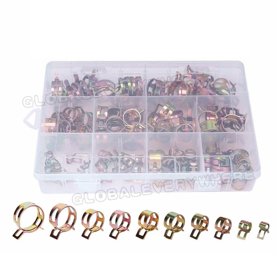 100PCS Hose Clamps Kit Spring Clips Petrol Fuel Hose Line 6mm-22mm Adjustable - image 2 of 4