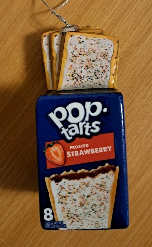 Brand New W Tag Ruz Kellogg's Pop Tarts Christmas Ornament Silver Cord Hanger