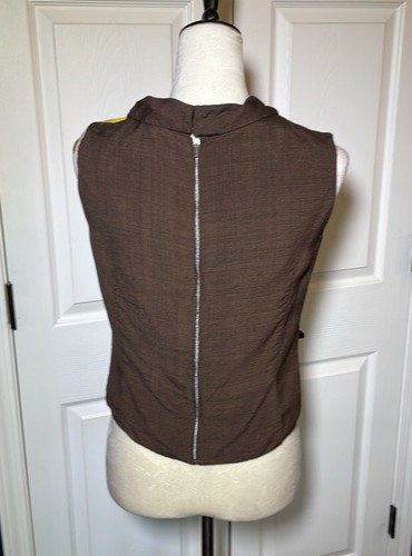 Vintage Handmade 1960s Era Back Zip Sleeveless Blouse with Colorful Neck Bow - Picture 6 of 14