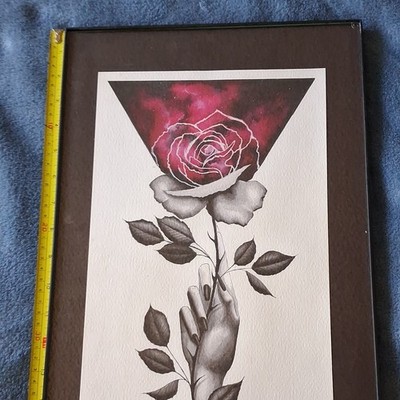 Signed Numbered Limited Edition Rose Paper Print, Framed 20x16'' Portrait