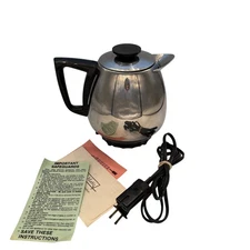 Vintage Jet-O-Matic Model 10 Electric Coffee Pot Percolator Stainless Steel