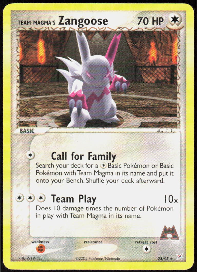 Team Magma's Zangoose 23/95 Rare EX Team Magma vs Team Aqua LP Pokemon
