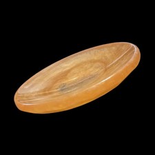 Orange Trinket Dish Epoxy Faceted Bottom Signed By Artist S. Darby 2.5 Inches