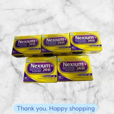 FOR 5 Nexium 24 Hour Capsules Treats Frequent Heartburn 28 Capsules Each NEW
