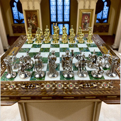 Chess Set Handcrafted Roman Empire Solid Wooden Inlaid Board,  Christmas Gift  