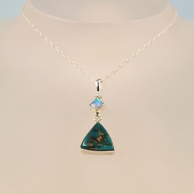 Halskette Türkis & Hellblau Feueropal Sterlingsilber