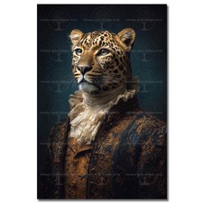 LEOPARD GENTLEMAN ART PRINT, Big Cat Poster, Victorian Gothic Animal Decor