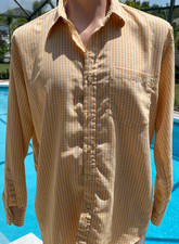 Emporio Armani Yellow Plaid Check Shirt Mens L Large Button Up Long Sleeve