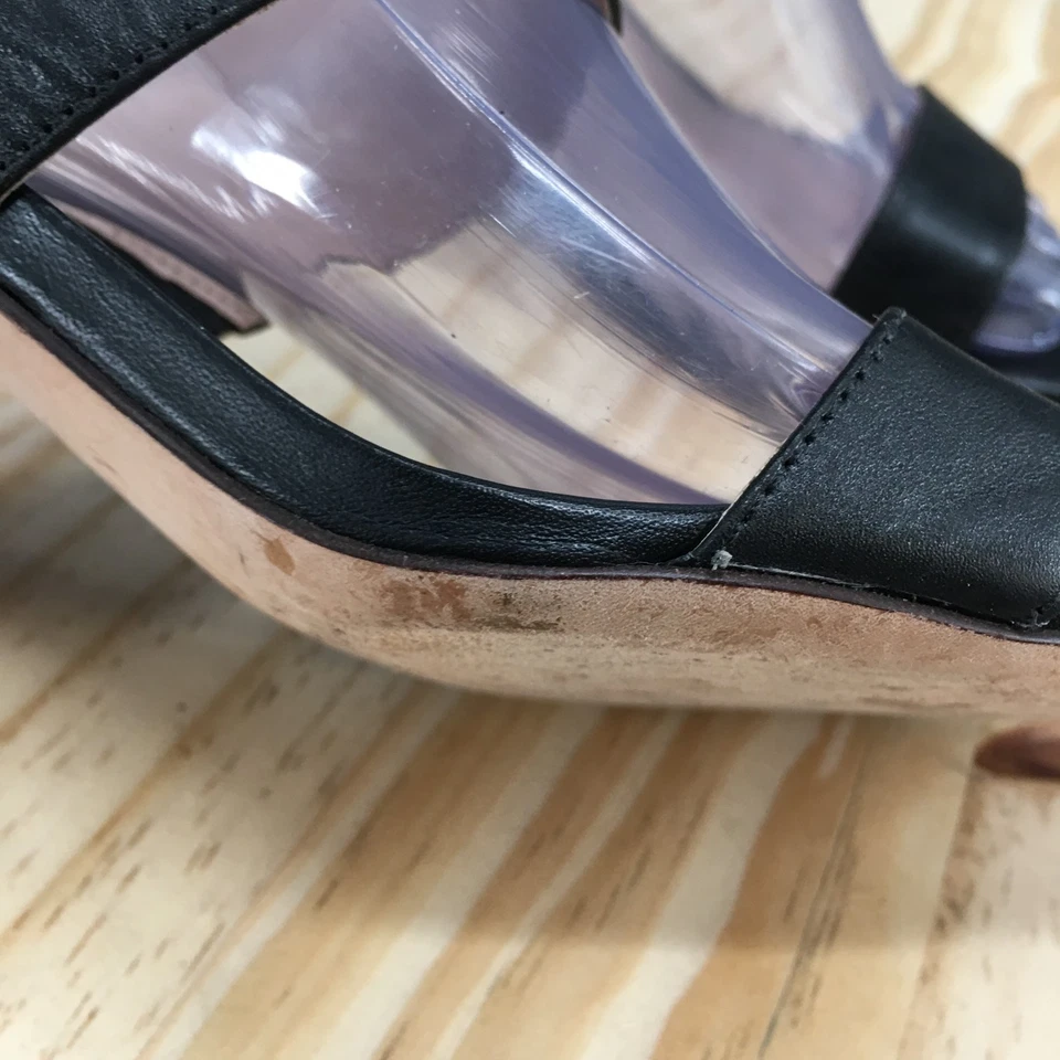 Sandalias Nine West para mujer 6,5 M Churen dos correas deslizables cuero negro Foto 4 de 4