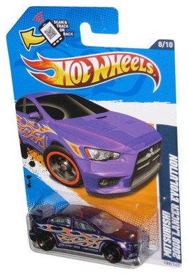 Hot Wheels Heat Fleet '12 8/10 Purple Mitsubishi 2008 Lancer Evolution Car 158/2