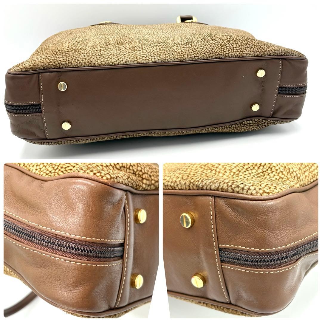 Borbonese Redwall Quail Pattern Leather Business … - image 15