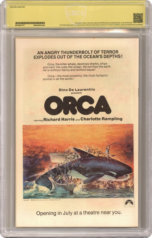 Star Wars #3 1st Printing CBCS 9.4 Newsstand Witnessed Sig Chaykin 1977 - Image 2 of 2