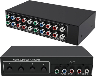 Component AV Video Switch Box 4 in 1 Out,  4 Port 5 RCA Ypbpr Cable RGB Componen