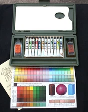 VINTAGE PERMANENT PIGMENTS OIL COLOR SET #391 IN CASE ~ ARTIST PAINT SET