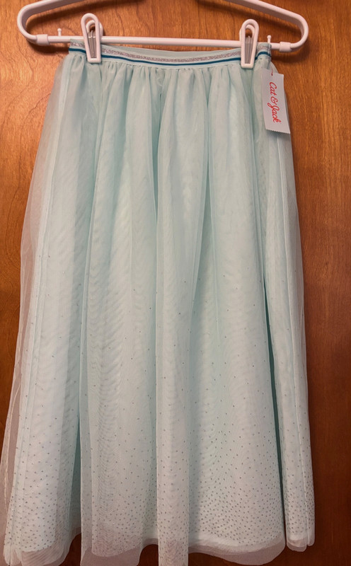 M~7/8~Girls~CAT & JACK~Sky Blue~GLITTER~3 Layer~TULLE + SATIN~Maxi Skirt~NWT
