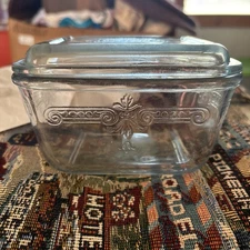 Vintage Fire King Blue  Philbe 5" Refrigerator Dish With Lid. Measure 5” X 4.5”