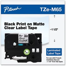 Brother International White On Matte Clear Labl Label Tape-1.4 Wide Model TZEM65