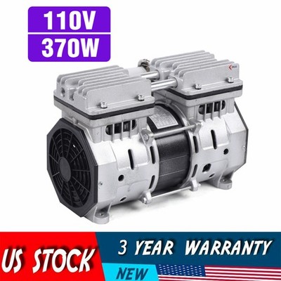 Vacuum Oilless Pump Industrial Air Compressor Oil Free Piston Pump 370W W/Filter
