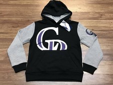 BOYS YOUTH S-8 - NEW Gen2 MLB Colorado Rockies Baseball Hoodie Black/Gray