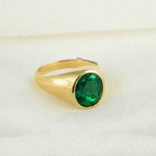 Green Emerald Oval Cut Ring 925 Sterling Silver Gold Vermeil Statement Gifts