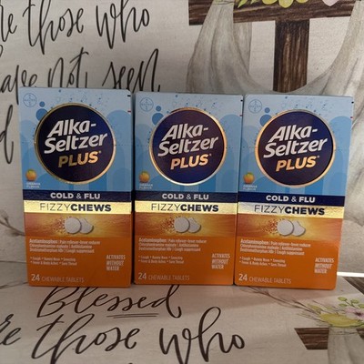 Alka-Seltzer Plus Cold & Flu Fizzy Chews 24 Tbs 3pk Exp:06/26